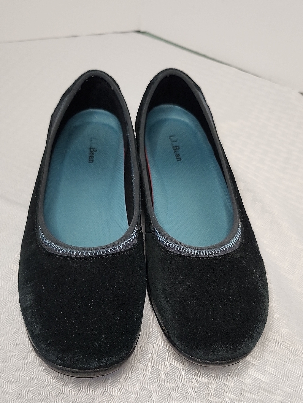 LL Bean Black Suede Leather Slip On Loafers